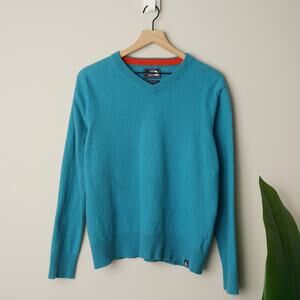 The North Face Wool/Cotton Blend 2000s Vintage Sweater Knit Y2K Long Sleeve Blue